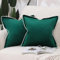 Madizz Set of 2 Velvet Fringed Throw Pillow Covers 18x18 inch, 45x45 cm, Green Soft Decorative Cushion Cover for Sofa Bedroom Pillow Shell