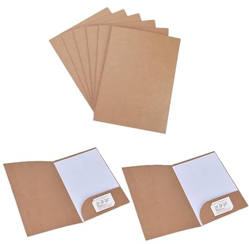 Präsentationsmappe a4 aus 350g/m² Kraftpapier Dokumentenmappe a4 Mappe mit Taschen Papier Urkundenmappe Sammelmappe fur Buro Konferenz Business, 310 x 220mm (6, Braun)
