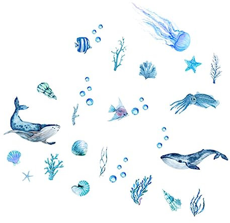 Cabilock Autocollant Mural Motif Animal Océan Amovible Pour Décoration De Chambre Pour Garçons Et Filles Amusant Pour Salle De Bain Sans