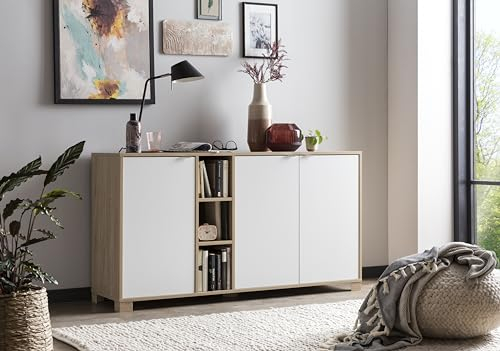 Schildmeyer Sideboard Anouk, 701768, Eiche hell Dekor/kreideweiß, 144,5 x 39 x 78,1 cm