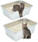 Sbayool 2 Stück Edelstahl Katzenklo Groß, Stainless Steel Cat Litter Box, Offene Katzentoilette Ohne Deckel Hop für Katzen, Antihaft Glatte OberfläChe, Niemals GerüChe, Rostschutz(50 x 35 x 20 cm)