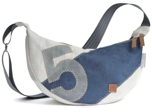 360° Grad Roop Moonbag Crossover Segeltuch Tasche weiß-blau, Gurt grau