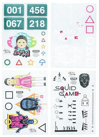 Squid Game Gadget Aufkleber für Laptop und Handyhülle – Offiziell lizenzierte wasserdichte Vinyl-Aufkleber für Geräte für alle Altersgruppen, Gaming und Anime-Geschenkzubehör für Serienfans Paladone