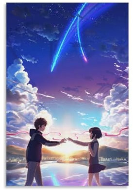 WHBAQ Your Name Anime-Poster, Leinwand, farbecht, Wandkunst, dekoratives Gemälde für Wohnzimmer, Schlafzimmer, Heimdekoration, 40 x 60 cm, ungerahmter Stil