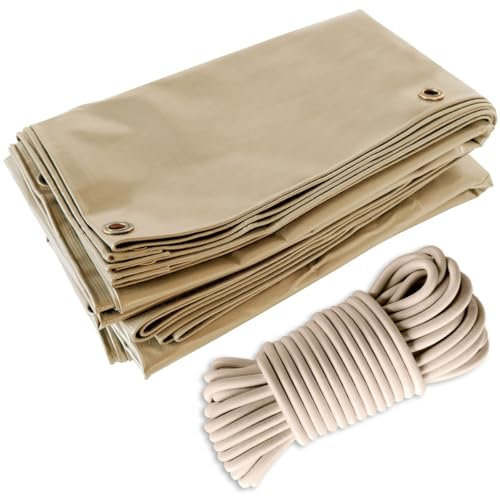 Tecplast Pack Toile Pergola Beige foncé 3x4 m + Sandow Ivoire 20m - Bâche Pergola prête à Poser LP506PR Garantie 5 Ans