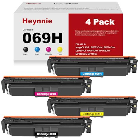 069H Tonerkartuschen-Set, hohe Kapazität, wiederaufbereitet, Ersatz für Canon 069H 069, für imageCLASS MF751Cdw MF753Cdw LBP674Cdw Drucker (4 Stück)
