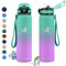 KollyKolla Bouteille Isotherme 1L, Gourde Sport avec Paille, Gourde Acier Inoxydable, Anti-Fuite, Bouteilles sans BPA, Réutilisable, Gourde Inox pour Camping, Enfant, Fille, Randonnée, Cyclisme