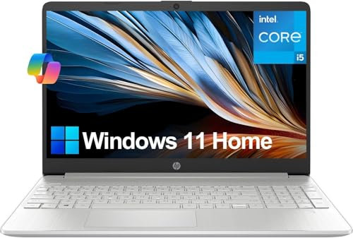 HP 15 Laptop (15.6 FHD Anti-Glare, Intel Core i5 Processor, 32GB RAM, 1TB SSD) for Business, Student, Home, 10-Hr Long Battery Life, Type-C, HDMI, Numpad, Webcam, Wi-Fi, Windows 11 Home, Silver