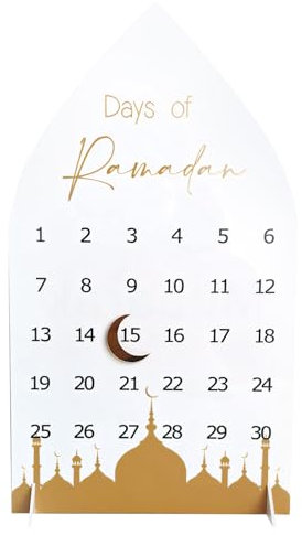 Adventskalender 2025 für Ramadan Deko, Ramadan Kalender mit Magnetischer Mond, Eid Mubarak Adventskalender Tisch Deko, Countdown Kalender Geschenke für Ramadan Muslimische Deko (A)
