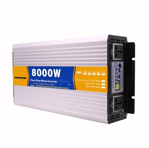 HYZHANHONG Car Inverter Pure Sine Wave Inverter,8000W DC 12V-72V To AC 110V 230V Power Voltage Converter with 2 AC Outlets for Truck, Rv, Camping, Home,60V to 110V