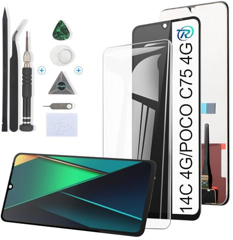RongZy LCD Schermo per Xiaomi Redmi 14C 4G Display di Ricambio Touch Screen Digitizer Parti di Riparazione per Xiaomi Poco C75 4G LCD Display con Strumenti(Nero, 6.88)