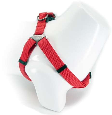 Tailpetz Step-In Hundegeschirr – Robust, Verstellbar und Einfach Anzulegen (Rot, Small 34-50cm)