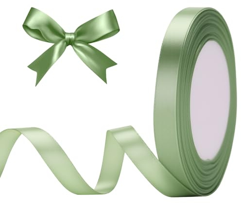 G2PLUS Salbei Grün Satinband 10mm, Dekoration Geschenkband, 22m Schleifenband zum Bastel, Salbei Grün Satin Dekoband für Geschenkverpackung, Dekoration