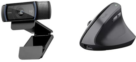 Logitech C920 HD PRO & Trust Yuno Wiederaufladbare Vertikale Maus, Kabellose