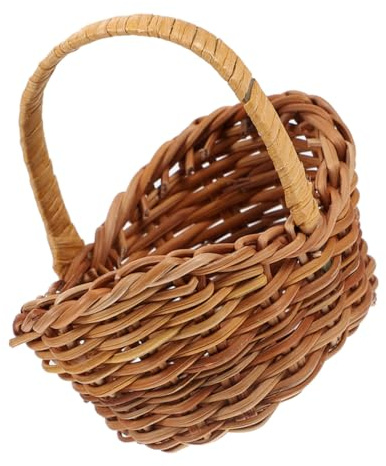 SOPOTUTU Small Rattan Basket Woven Miniature Storage Basket for Crafts Picnic Party Favors for Dollhouse Decor Grey