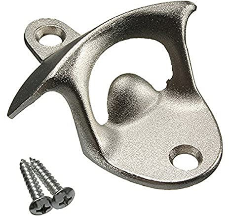 VAYEODEYU Tire-bouchon， Décapsuleur mural en acier inoxydable avec 2 vis, argenté