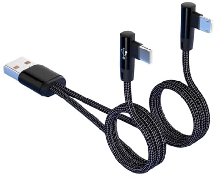 2 1 Angle USB Charging Splitter Cable 5A High Speed Type C and Micro Fast Data Transfer Charging Cable C Cord