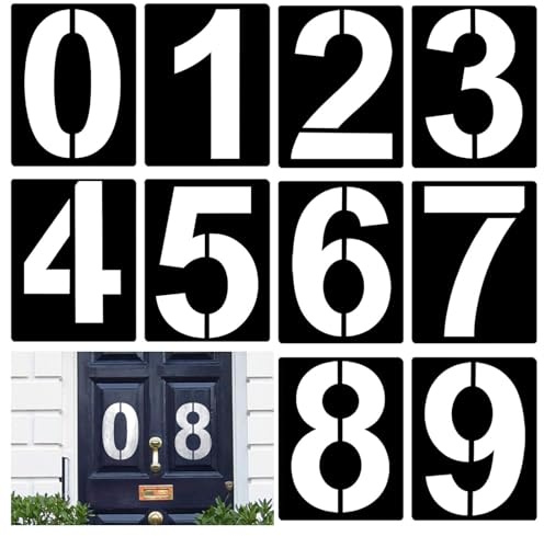 GVSS 10 Pièces Pochoirs pour Peinture 0 à 9 22cm,Pochoir Chiffre,Grands Pochoirs Chiffres Réutilisables en Plastique PET,pour Marquage au Sol,Places de Parking,Projets Artistiques et Décoration Murale