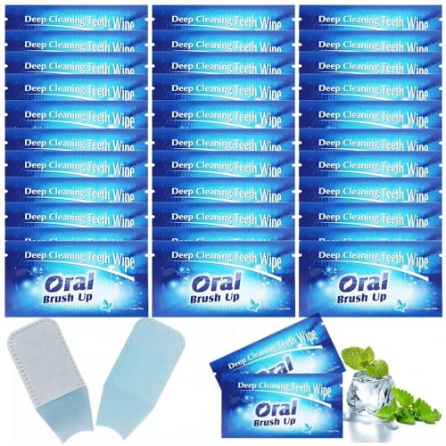 50Pcs Disposable Wipe Oral Finger Brush Up Teeth Cleaning Tools Portable Disposable Toothbrush Teeth Whitening Strips for Oral Deep Cleaning Treatments (Deep Blue, 50)