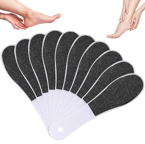 10 Pack Foot File for Hard Skin, Double Sided Foot Scraper Hard Skin Remover, Foot Files with Plastic Handle for Wet and Dry Use - Cracked Feet Care