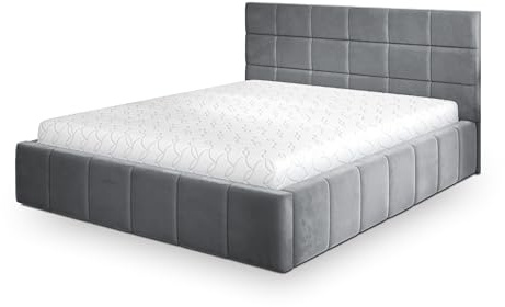 Masseno Polsterbett Verto K 120x200 cm, Doppelbett, Bettkasten, Stauraum, Lattenrost Und Kopfteil - Grau, Kronos 15