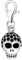 Quiges Charm Anhänger Schwarz Zirkonia 3D Schädel Totenkopf 925 Silber mit Karabinerverschluss für Bettelarmband