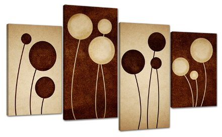 Large Brown Cream Abstract Floral Canvas Wall Pictures Prints Art 4123