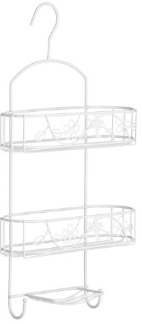Premier Housewares Small Storage Baskets Shower Shelf Shower Organiser Bathroom Caddy Plastic Shower Caddy Hanging Organiser 52x26x11, White