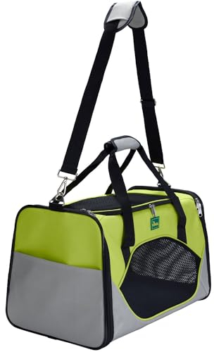 HUNTER KANSAS Tragetasche für Hunde und Katzen, zusammenfaltbar, 50 x 30 x 30 cm, hellgrün/ grau