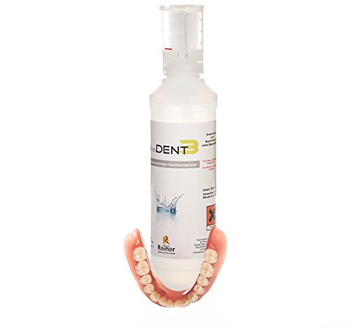 reinerDENT3 Prothesenreiniger XL - 250ml mit praktischer Dosierhilfe - speziell für Zahnprothesen im Ultraschallgerät, Ultraschallreinigung - die Zahnarztempfehlung