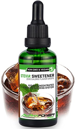 ALPHAPOWER FOOD | Stevia, zuckerfreie flavour Drops COLA | 100% natürliches liquid Aroma + Zuckerersatz für Wasser, Müsli, Süßspeisen, Smoothies