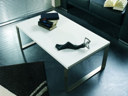 HAKU Möbel Couchtisch edelstahloptik, weiß, MDF, Metall - Maße: B 100 cm x H 38 cm x T 60 cm, Style: Modern