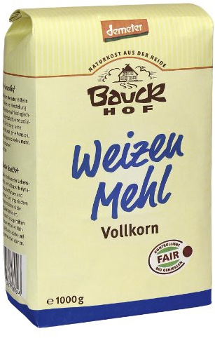 Bauckhof Weizenmehl Vollkorn, 1 kg Tüte - Bio