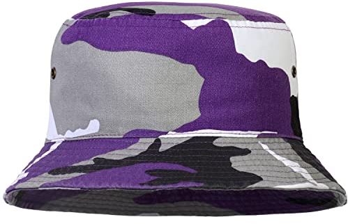 Falari Men Women Unisex Cotton Bucket Hat (Small/Medium, Purple Camo)