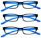 OPULIZE Die Lesebrille Unternehmen Schwarz Leuchtend Blauen Nacken-Leser Wert 3er-Pack Herren Damen RRR20-3 +1,00