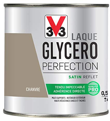 V33 Peinture multi-supports monocouche Laque Glycéro satin, Chanvre 0,5L