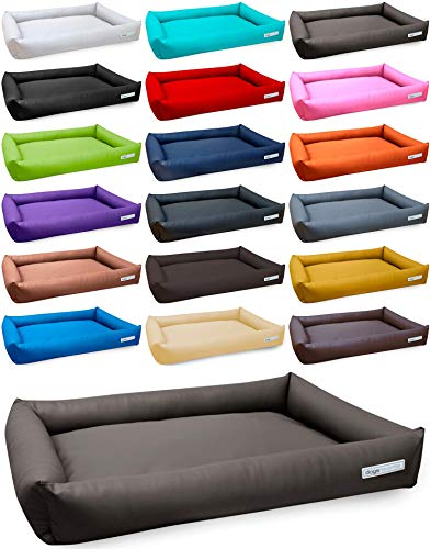 dogsfavorite, Hundebett Starter Visco aus Kunstleder, Hundekissen, orthopädisch, 110 x 80 cm, Taupe