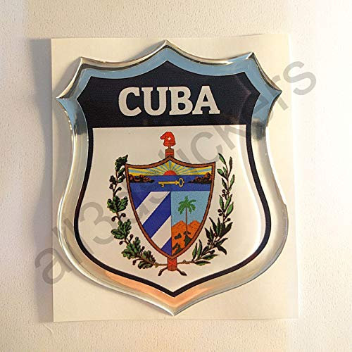 All3DStickers Aufkleber Kuba Wappen Kfz-Aufkleber Kuba Emblem Gedomt Flagge 3D Fahne