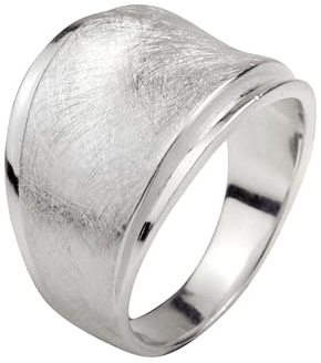 SILBERMOOS XL XXL Ringe in großen Größen Damenring Bandring zwei Stufen gebürstet glänzend Sterling Silber 925 Größen 64, 66, 68, 70, Größe:66