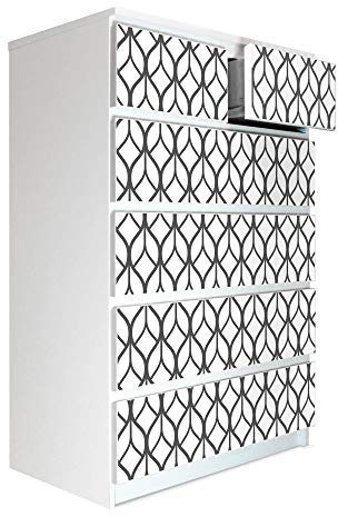 banjado® Möbelfolie selbstklebend für die IKEA Malm Kommode 6 Schubladen - Schrankfolien selbstklebend mit Motiv Bucheckern/Möbelfolie Malm für Kinder
