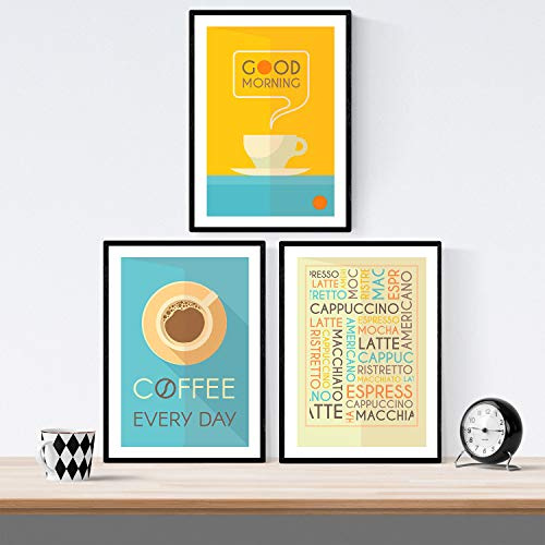 Juego de hojas de café de fusible, tipos de carteles de café. Café retro 2. A4