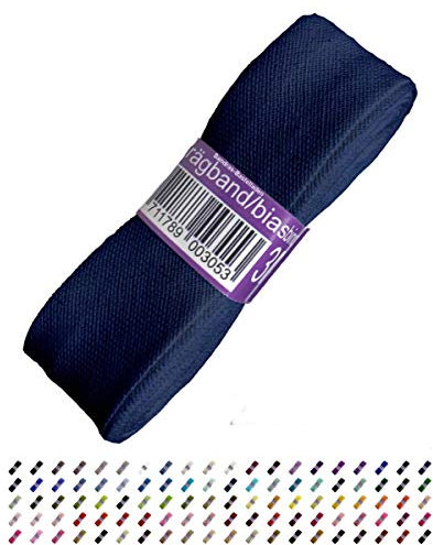 Sandras-Bastelladen Schrägband/Einfassband Baumwolle Uni gefalzt 3m x 20mm 210-Marineblau
