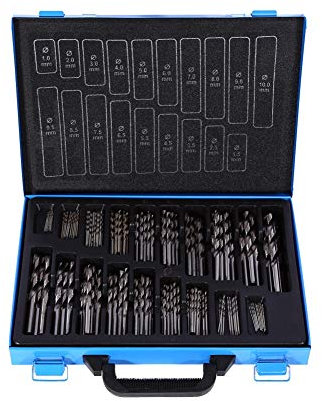 Set 170 Pcs Punte Trapano HSS Professionali In Metallo, Strumenti di Perforazione Presion di Ingegneria, Kit Assortiti In Titanio da 1mm-10mm
