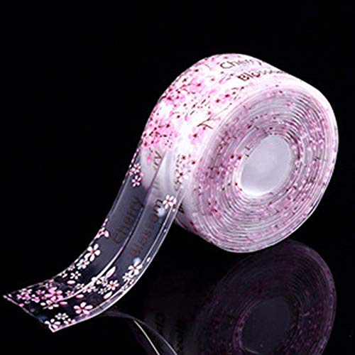 Dichtungsband für Küchenspüle, wasserdicht, ölfest, Anti-Schimmel, selbstklebend, für Badewanne, Küche, Spüle, WC, Wand, Kantenschutz – 320 cm – 3,8 cm (Kirschblüten)