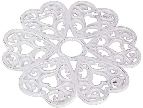 Cast Iron Trivet Pan Rest Kitchen Table Love Heart Saucepan Stand White Metal Trivet Summer Wedding Anniversary Kitchen Gift