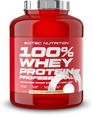 Scitec Nutrition 100% Whey Protein Professional mit extra zusätzlichen Aminosäuren und Verdauungsenzymen, Beinhaltet keinen Zuckerzusatz, 2.35 kg, Vanille-Mischobst