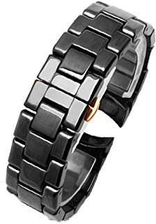 Uhrenarmband Keramik Armband Mode Einfach Uhrenarmband Universal Leicht zu Zerlegen Keramikarmband Wasserdichtes Design Schmetterlingsverschluss 22mm Schwarz,22mm-AR1410Rosegoldbutterflyclasp