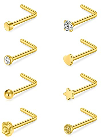 Incaton L Nasenpiercing 20 Gauge Piercing Nase 8stk Nasenstecker Nasenring Chirurgenstahl Nostril Piercing Schmuck Set