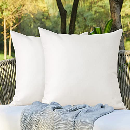 JOTOM Leinenoptik wasserdichte Kissenbezug, Einfarbig Kissenhülle Dekorative Sofakissen Kissenbezüge für Sofa Zimmer Balkon Terrasse Patio Garten Outdoor Außen Deko 45X45cm 2 Pack (Hellgrau)