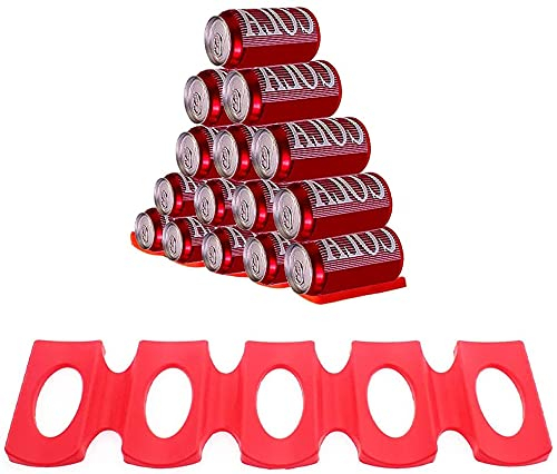 XYDESIGN Bottle and Can Stacker for Fridge, Anti-Slip Silicone Foldable Wine Rack Beer Can Holder Organiser, Kitchen Cabinet And Fridge Storage Rack Holder for Bwine/eer/Cola/Food Cans (1 Pack)